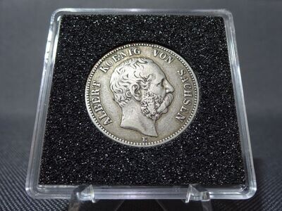 Silbermünze Deutsches Kaiserreich 1876 E 2 Mark Albert König Sachsen Patina