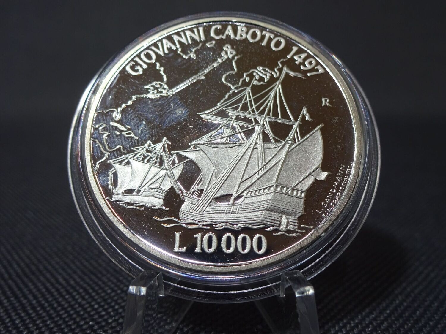 Silbermünze San Marino 1997 10000 Lire Giovanni Caboto 1497 Segelschiff John Cabot PP Proof