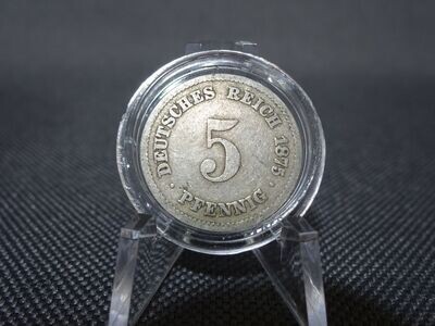 Münze Deutsches Kaiserreich 1875 H 5 Pfennig Darmstadt SELTEN