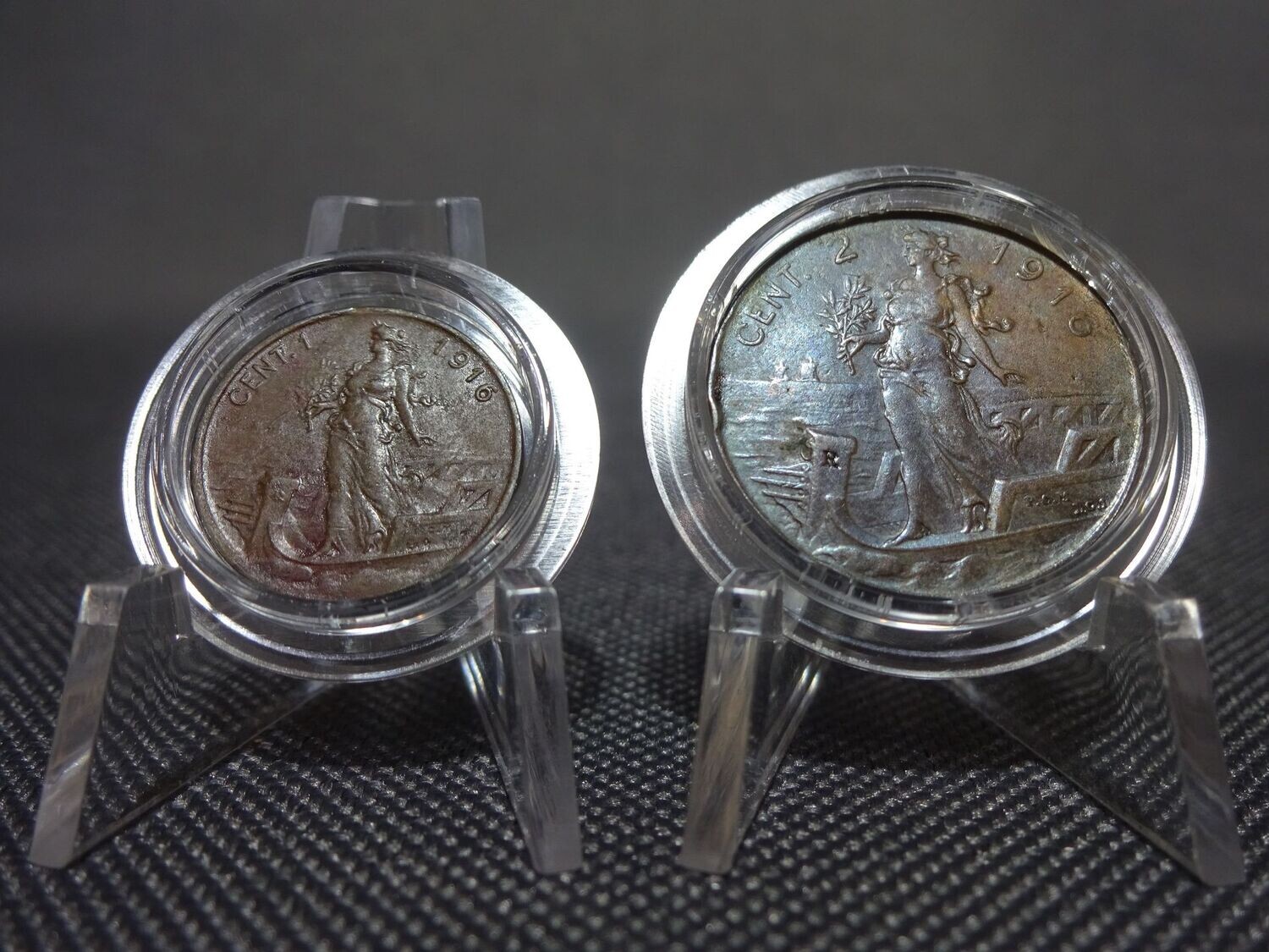 Münzen Set Italien 1916 1 Centesimo 2 Centesimi Vittorio III.