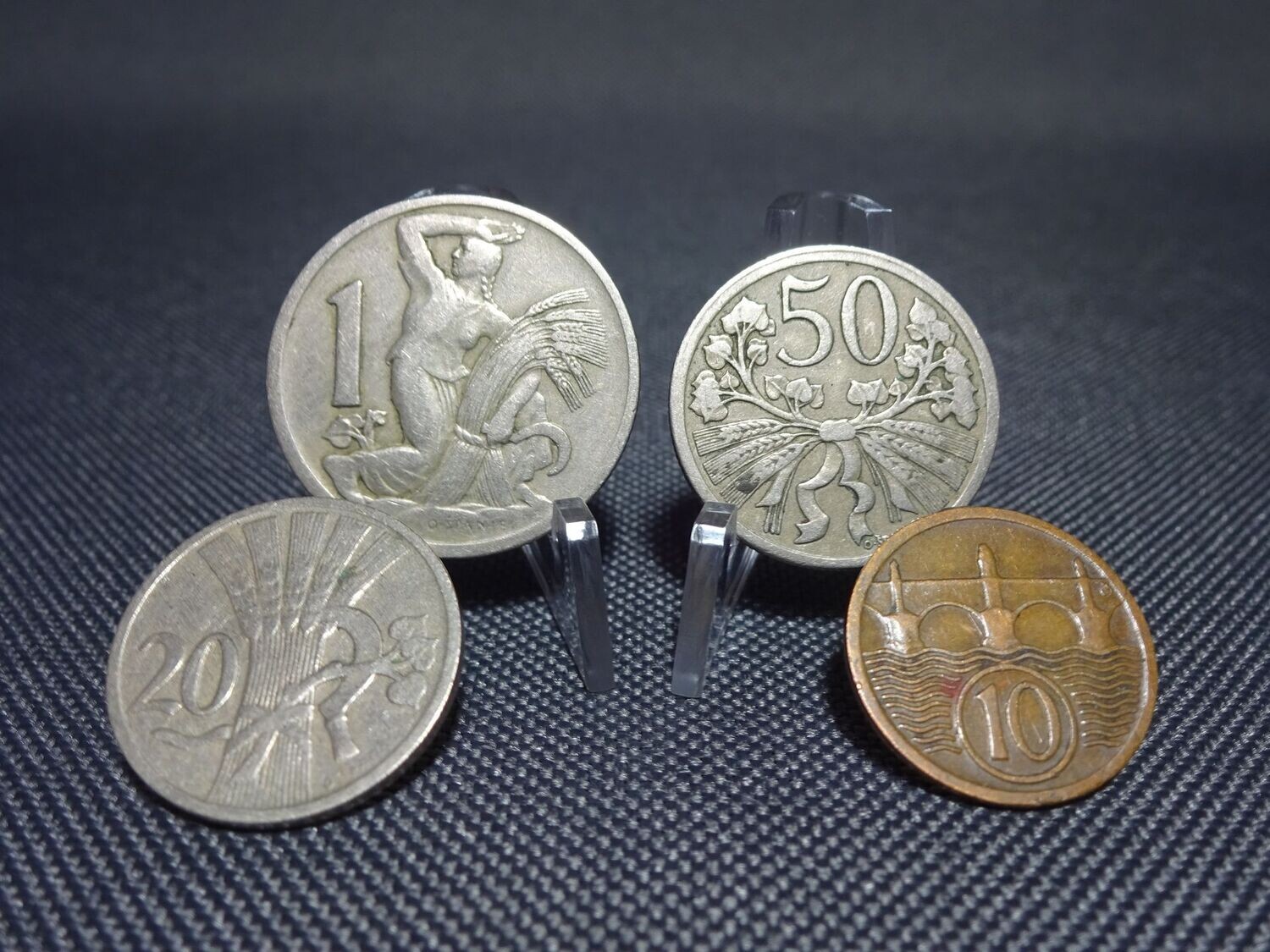 Münzen-Set 1922 - 1925 Tschechoslowakei 10 Heller - 1 Krone