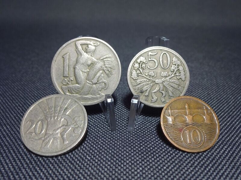 Münzen-Set 1922 - 1925 Tschechoslowakei 10 Heller - 1 Krone