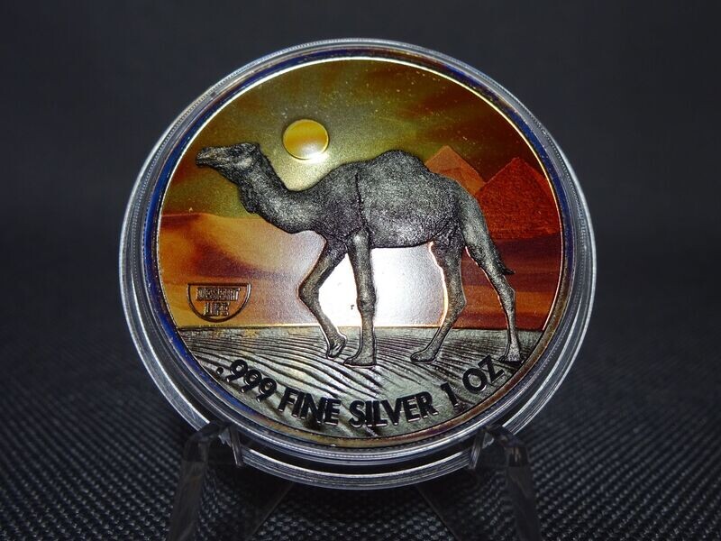 Silbermünze Niue 2020 2 Dollars Desert Life Kamel Ruthenium Farbe 1 Oz Unze