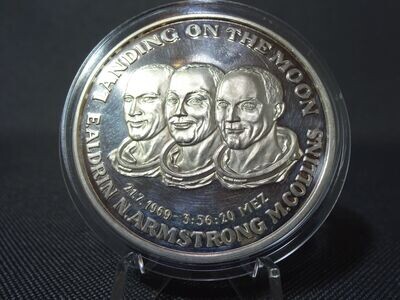Silbermedaille USA 1969 NASA Mondlandung Apollo 11 Armstrong PP Proof Große Prägung
