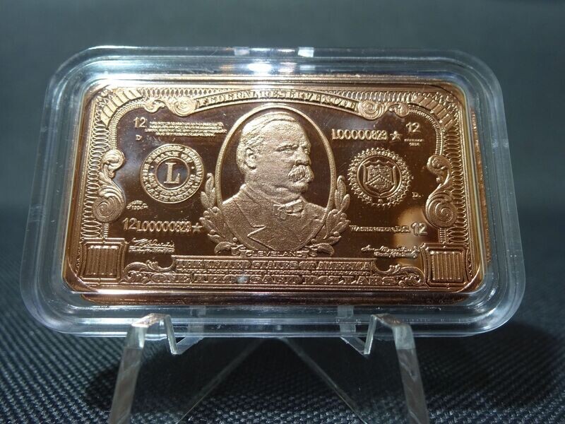 Kupferbarren USA 1000 Dollar Banknote Grover Cleveland 1 Oz Unze