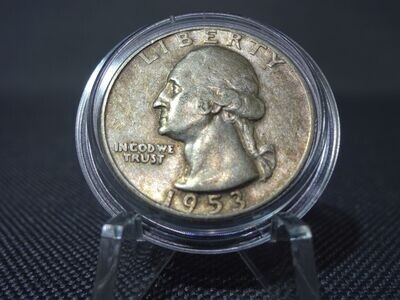 Silbermünze USA 1953 D Quarter 1/4 Dollar Washington Liberty Patina Silbermünze USA 1953 D Quarter 1/4 Dollar Washington Liberty Patina