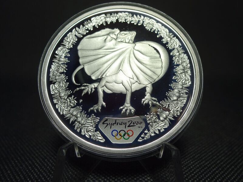 Silbermünze Australien 2000 5 Dollars Olympia Sydney Krageneidechse Farbe PP Proof > 1 Oz Unze Silbermünze Australien 2000 5 Dollars Olympia Sydney Krageneidechse Farbe PP Proof > 1 Oz Unze