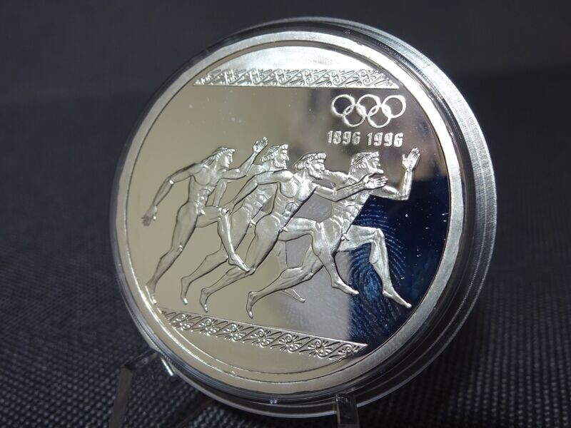 Silbermünze Griechenland 1996 1000 Drachmen Olympia Rennen PP Proof 1 Oz Unze Silbermünze Griechenland 1996 1000 Drachmen Olympia Rennen PP Proof 1 Oz Unze