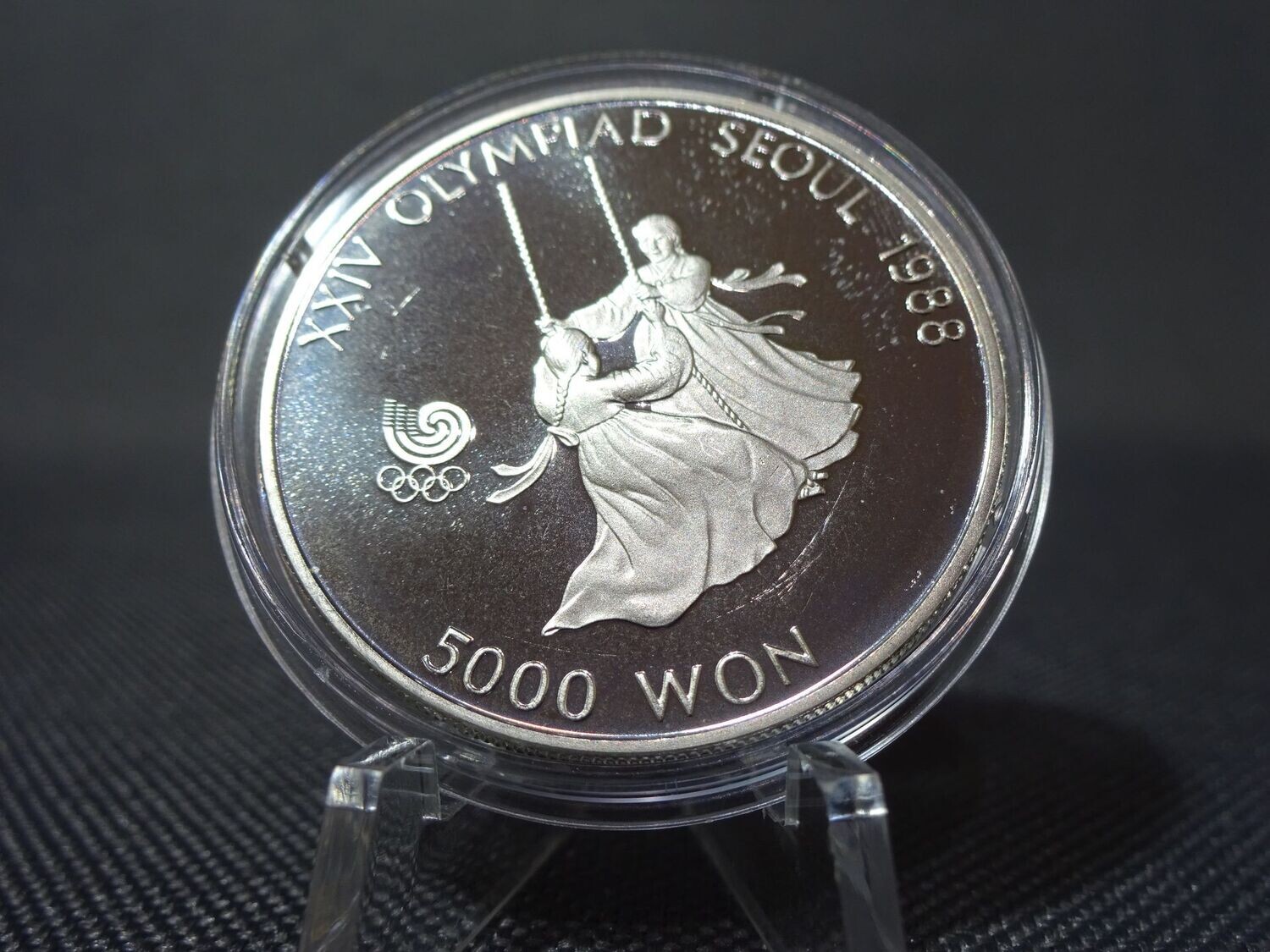 Silbermünze Südkorea 1987 5000 Won Olympia Schaukeln 1988 Seoul PP Proof 1/2 Oz Unze