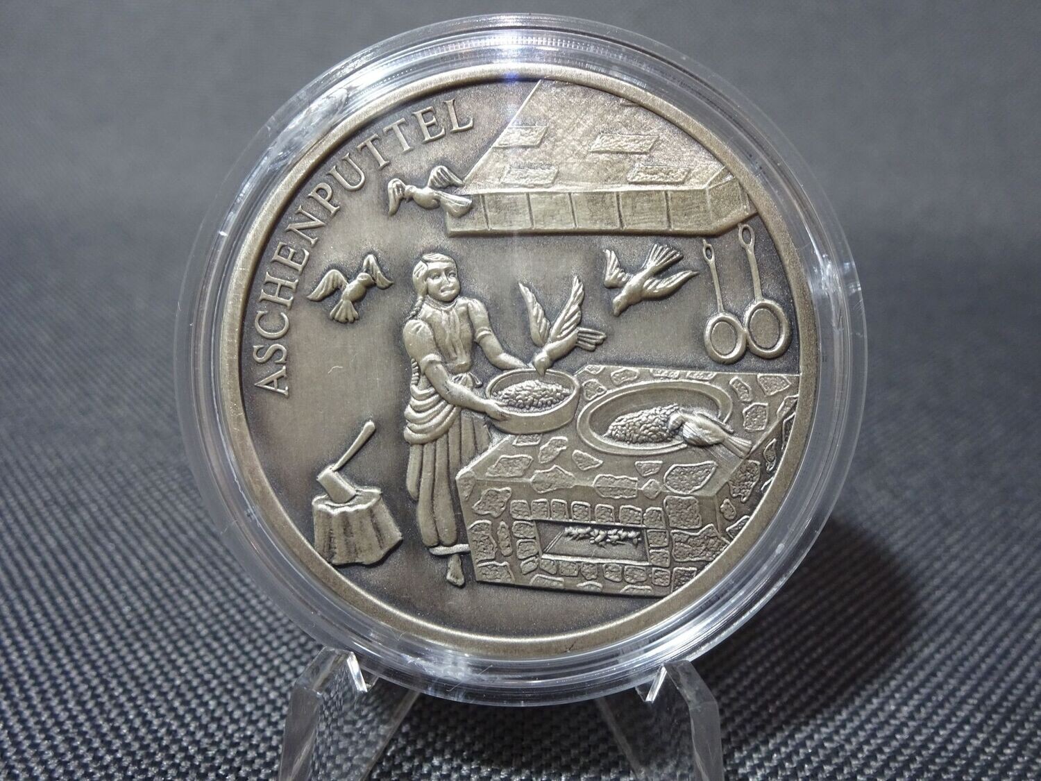 Silbermedaille Märchen Deutschland Aschenputtel Brüder Grimm Mattiert Antik Finish Silbermedaille Märchen Deutschland Aschenputtel Brüder Grimm Mattiert Antik Finish