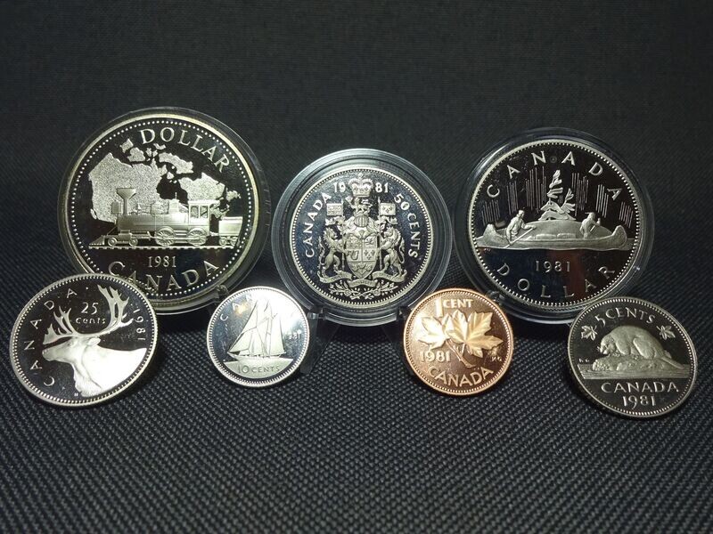 Kursmünzensatz KMS Set Kanada 1981 1 Cent - 1 Dollar Silbermünze Eisenbahn PP Proof Kursmünzensatz KMS Set Kanada 1981 1 Cent - 1 Dollar Silbermünze Eisenbahn PP Proof