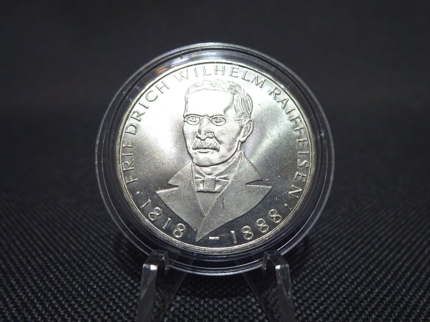 Silbermünze Deutschland 1968 J 5 Mark Friedrich Wilhelm Raiffeisen