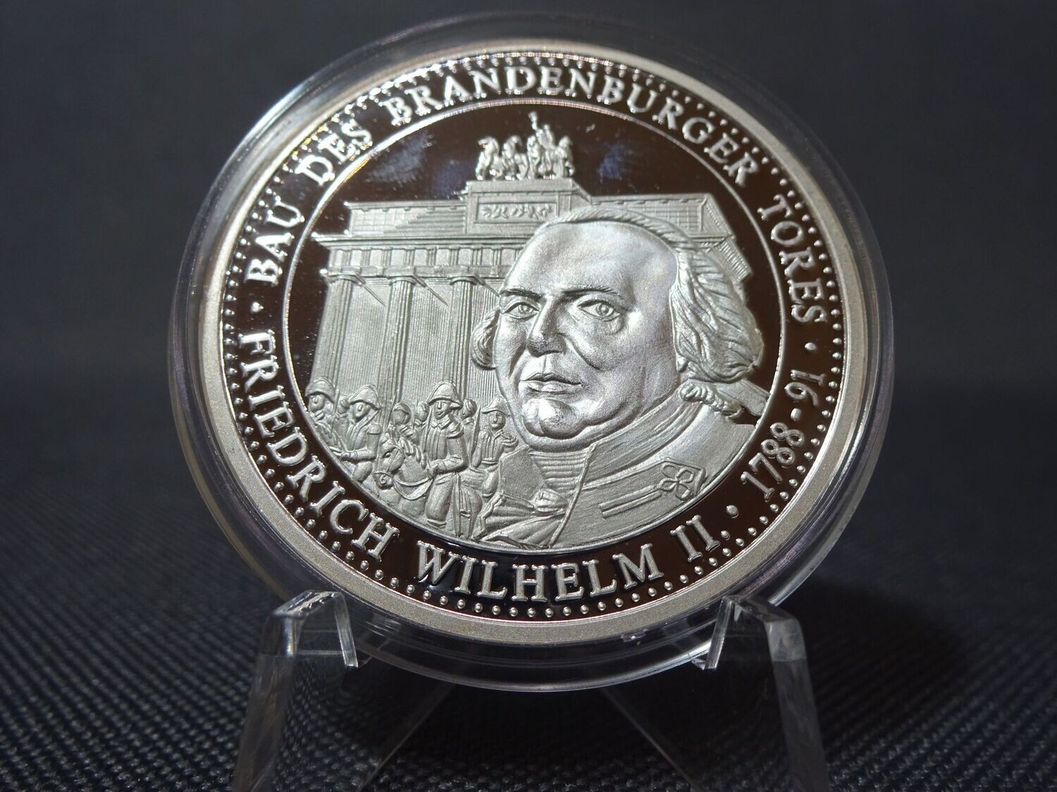 Silbermedaille Friedrich Wilhelm II. Bau Brandenburger Tor Höhepunkte Deutscher Geschichte PP Proof