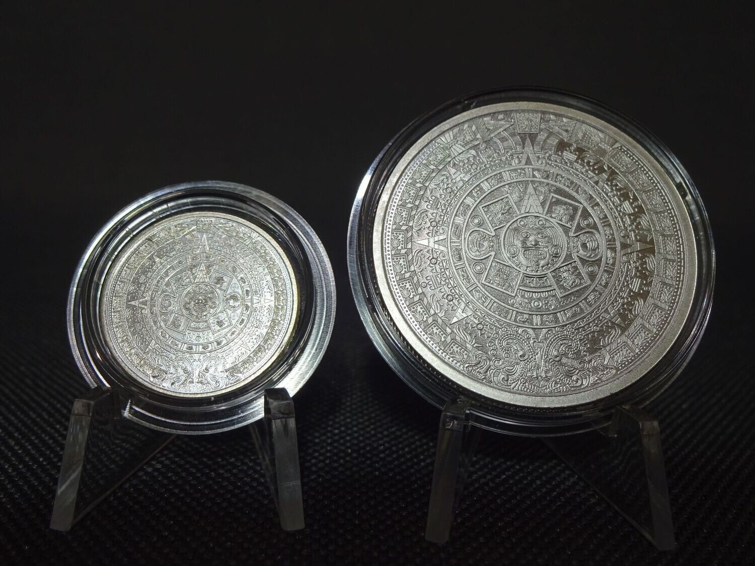 Silbermedaillen-Set USA Maya Azteken Kalender Aztec Cuauhtemoc 1/10 & 1/2 Oz Unze Silbermedaillen-Set USA Maya Azteken Kalender Aztec Cuauhtemoc 1/10 & 1/2 Oz Unze