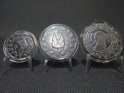 Silbermedaillen-Set Ägypten Pharao Pyramide Skarabäus Auge Horus 1/10, 1/4 & 1/2 Oz Unze