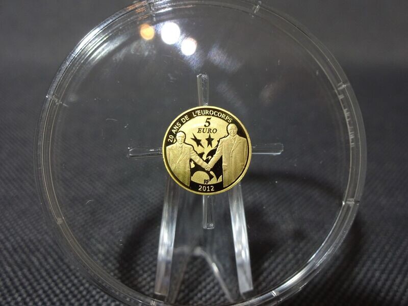 Goldmünze Frankreich 2012 5 Euro 20 Jähriges Jubiläum Eurokorps PP Proof 0,5 g