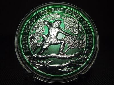 Silbermünze England 2021 2 Pounds Robin Hood Space Green Farbe 1 Oz Unze