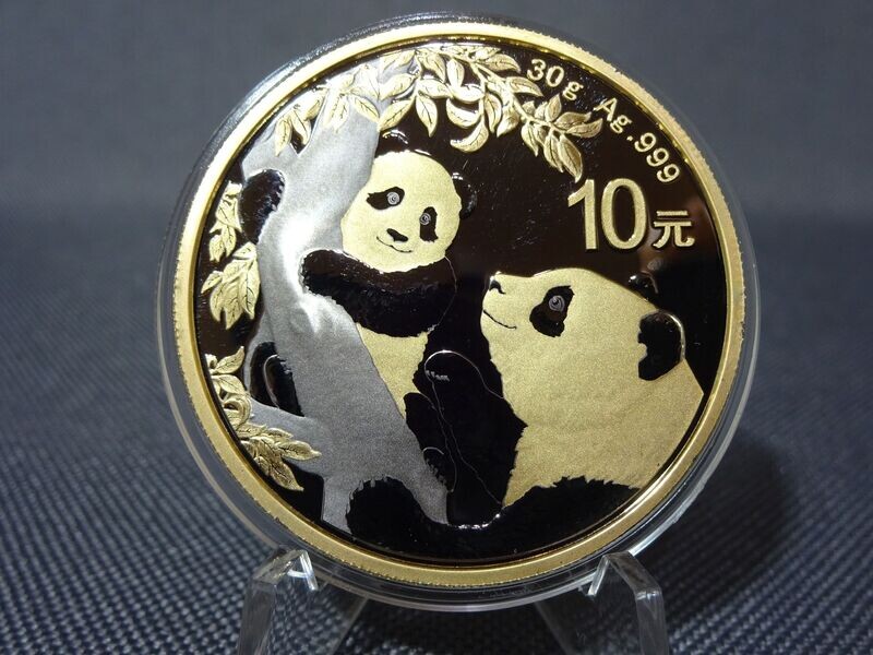 Silbermünze China Panda 2021 10 Yuan Schwarz Ruthenium Gilded 30 g