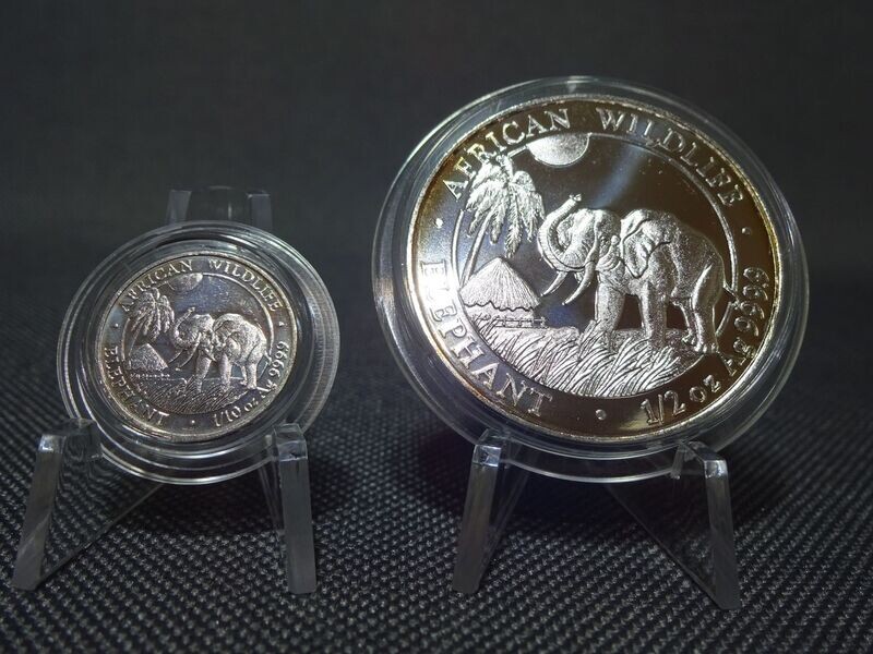 Silbermünzen-Set Somalia Elefant 2017 10 & 50 Shillings African Wildlife 1/10 & 1/2 Oz Unze Silbermünzen-Set Somalia Elefant 2017 10 & 50 Shillings African Wildlife 1/10 & 1/2 Oz Unze