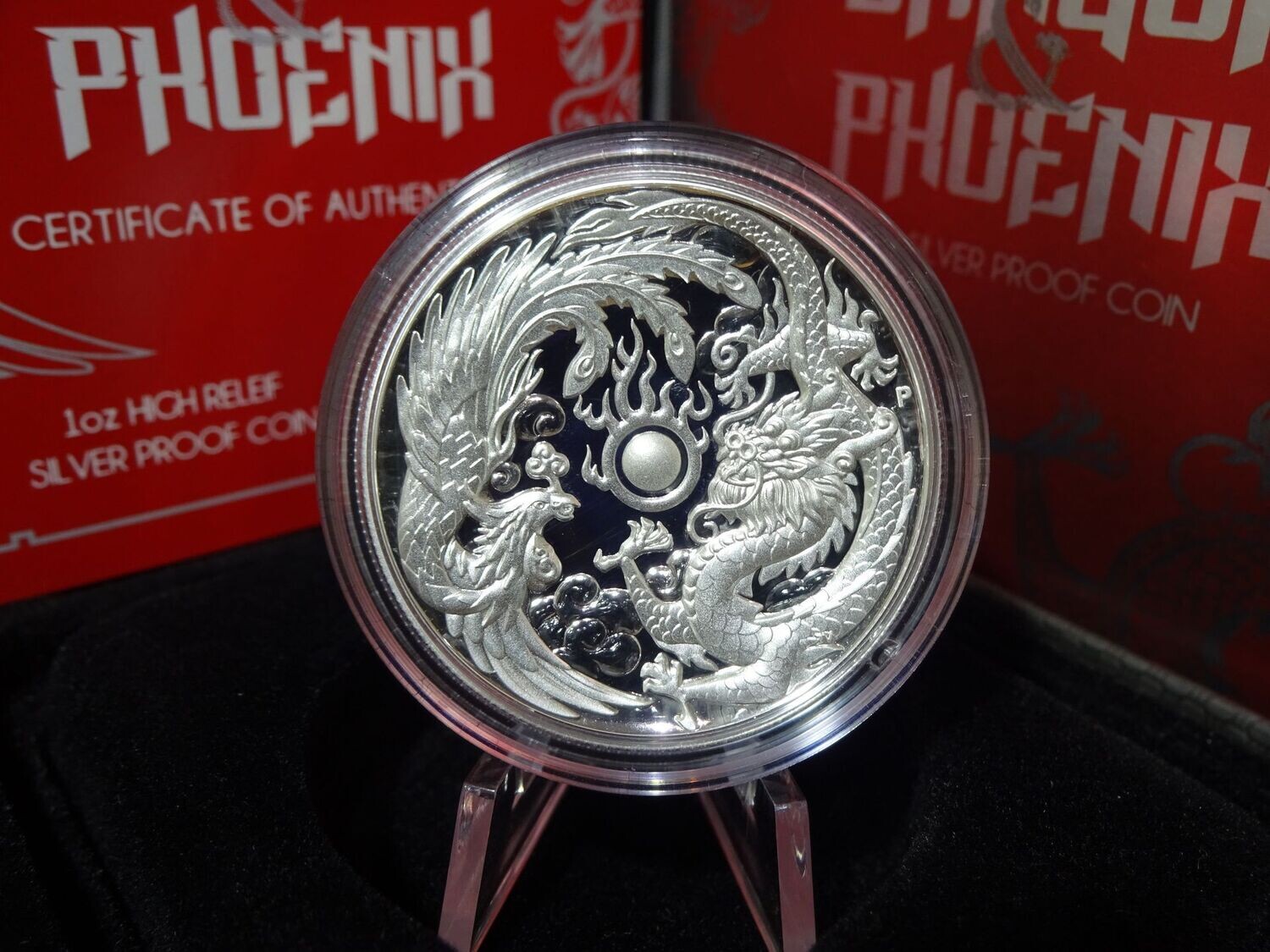 Silbermünze Australien 2017 1 Dollar Dragon Drache Phönix High Relief PP Proof 1 Oz Unze