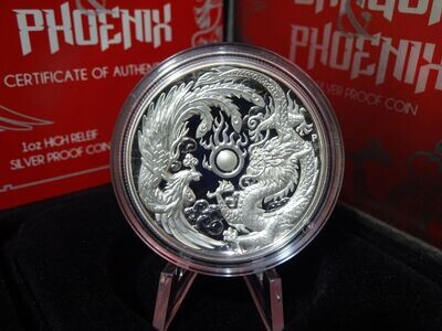 Silbermünze Australien 2017 1 Dollar Dragon Drache Phönix High Relief PP Proof 1 Oz Unze