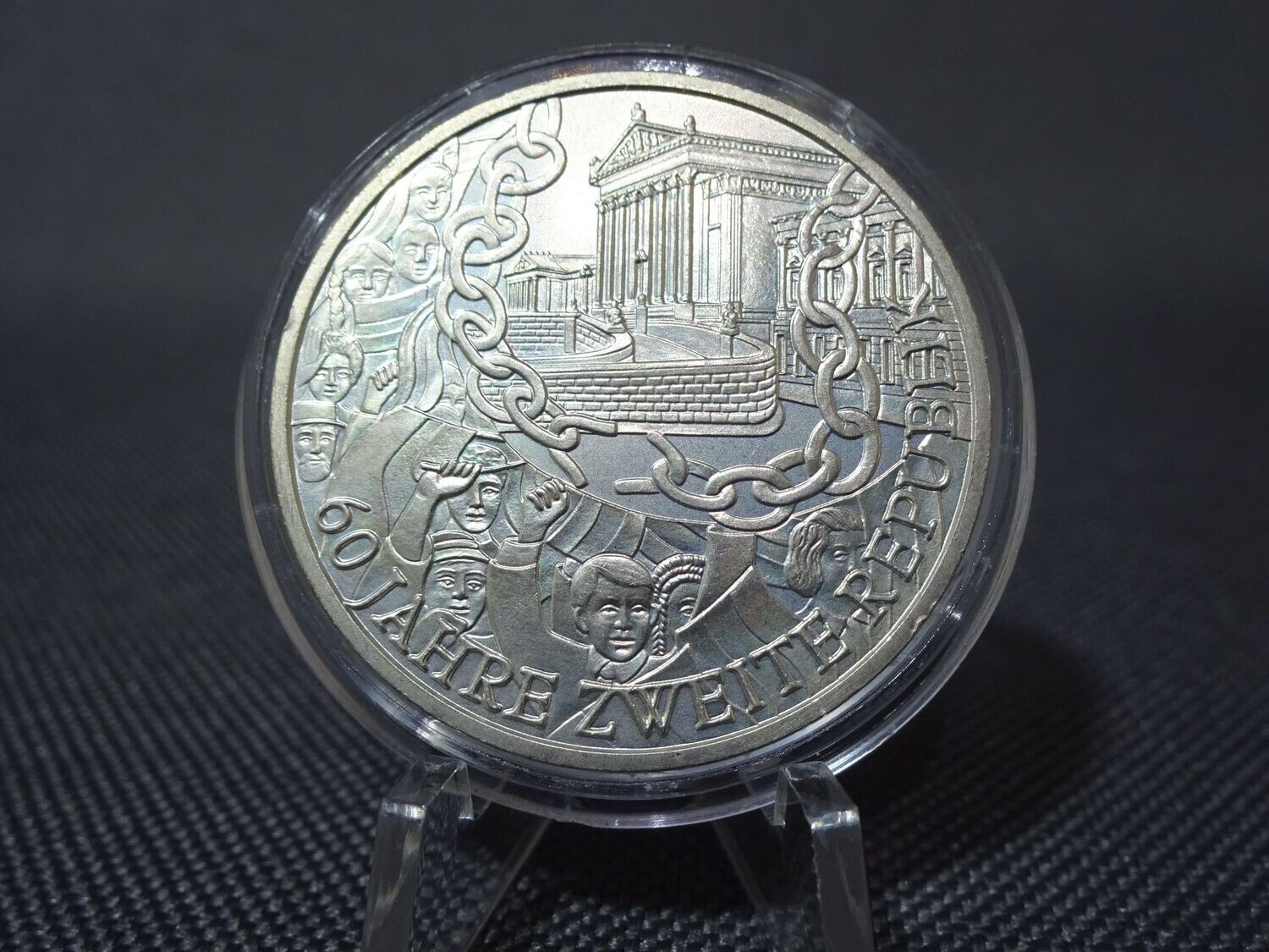 Silbermünze Österreich 2005 10 Euro 60 Jahre Zweite Republik Silbermünze Österreich 2005 10 Euro 60 Jahre Zweite Republik