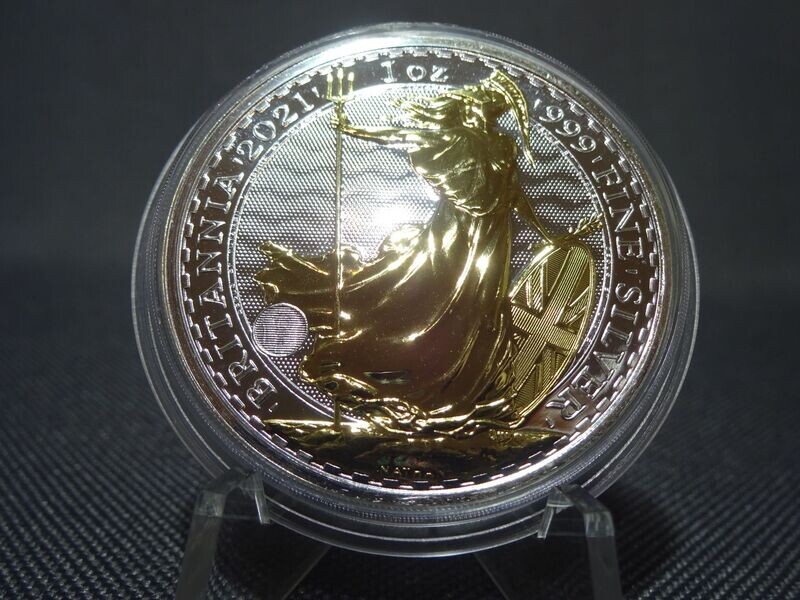 Silbermünze England 2021 2 Pounds Britannia Gilded 1 Oz Unze Silbermünze England 2021 2 Pounds Britannia Gilded 1 Oz Unze