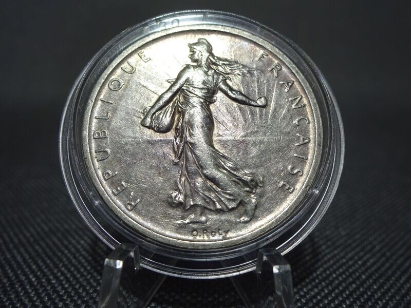 Silbermünze Frankreich 1960 5 Francs Franken Patina