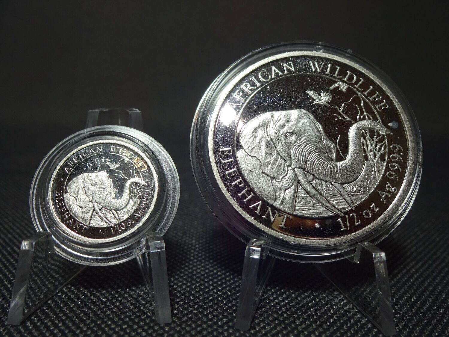 Silbermünzen-Set Somalia Elefant 2018 10 & 50 Shillings African Wildlife 1/10 & 1/2 Oz Unze Silbermünzen-Set Somalia Elefant 2018 10 & 50 Shillings African Wildlife 1/10 & 1/2 Oz Unze