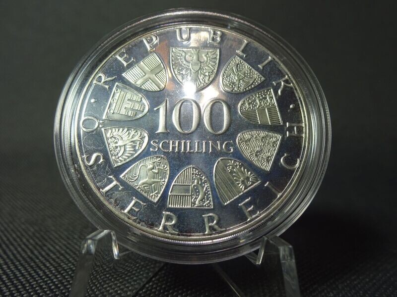 Silbermünze Österreich 1977 100 Schilling 1200 Jahre Stift Kremsmünster Kelch PP Proof
