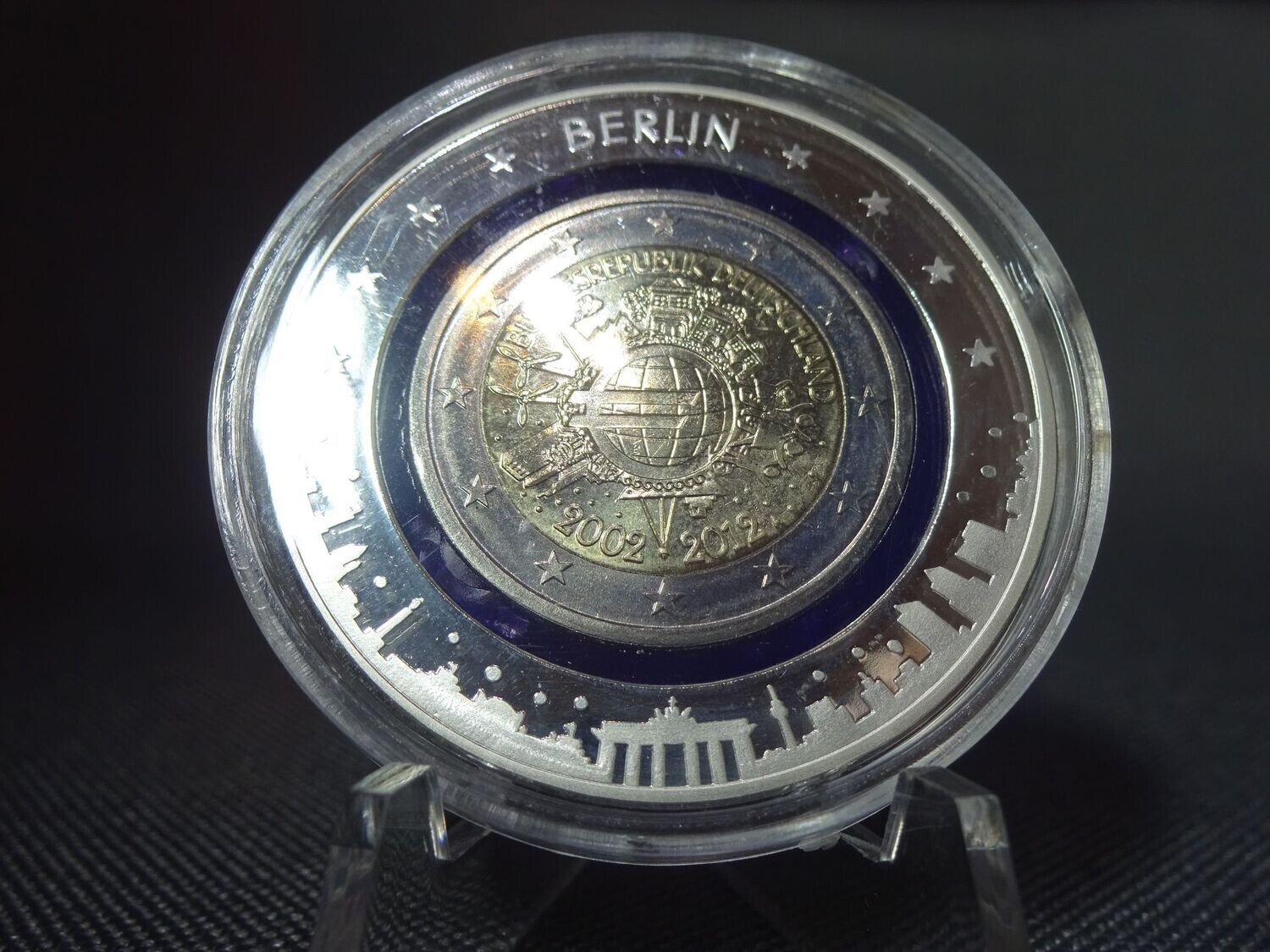 Münze Deutschland 2012 2 Euro 10 Jahre Euro Berlin Lila Polymerring Gedenkmünze