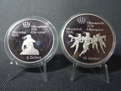 Silbermünzen-Set Kanada 1974 5 & 10 Dollars 1976 Olympia Montreal Kanu Indianer Lacrosse Proof Silbermünzen-Set Kanada 1974 5 & 10 Dollars 1976 Olympia Montreal Kanu Indianer Lacrosse Proof