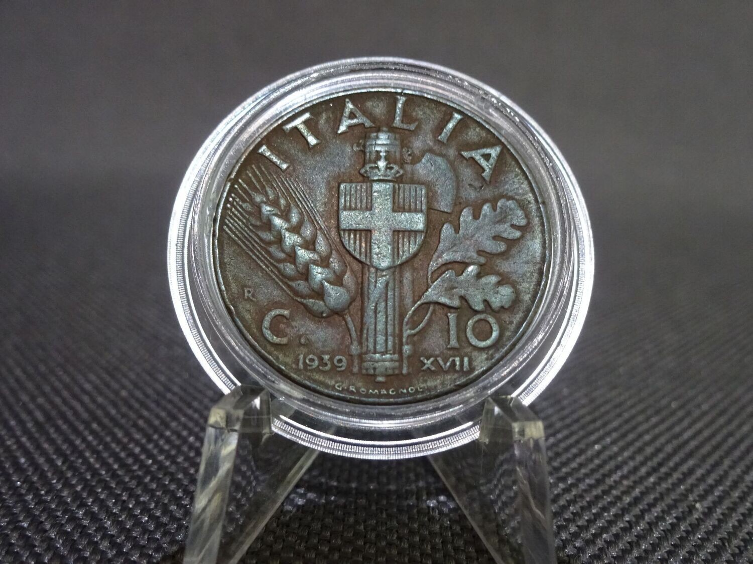 Münze Italien 1939 XVII 10 Centesimi Vittorio III. Faschistenprägung Patina Münze Italien 1939 XVII 10 Centesimi Vittorio III. Faschistenprägung Patina