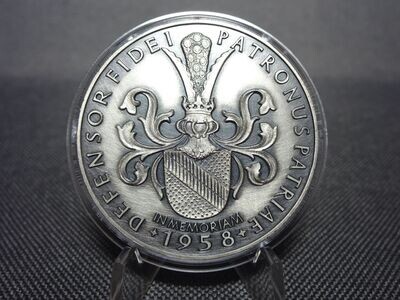 Silbermedaille 1958 Deutschland Bernardus Markgraf Baden 1458 500 Jahre Patron