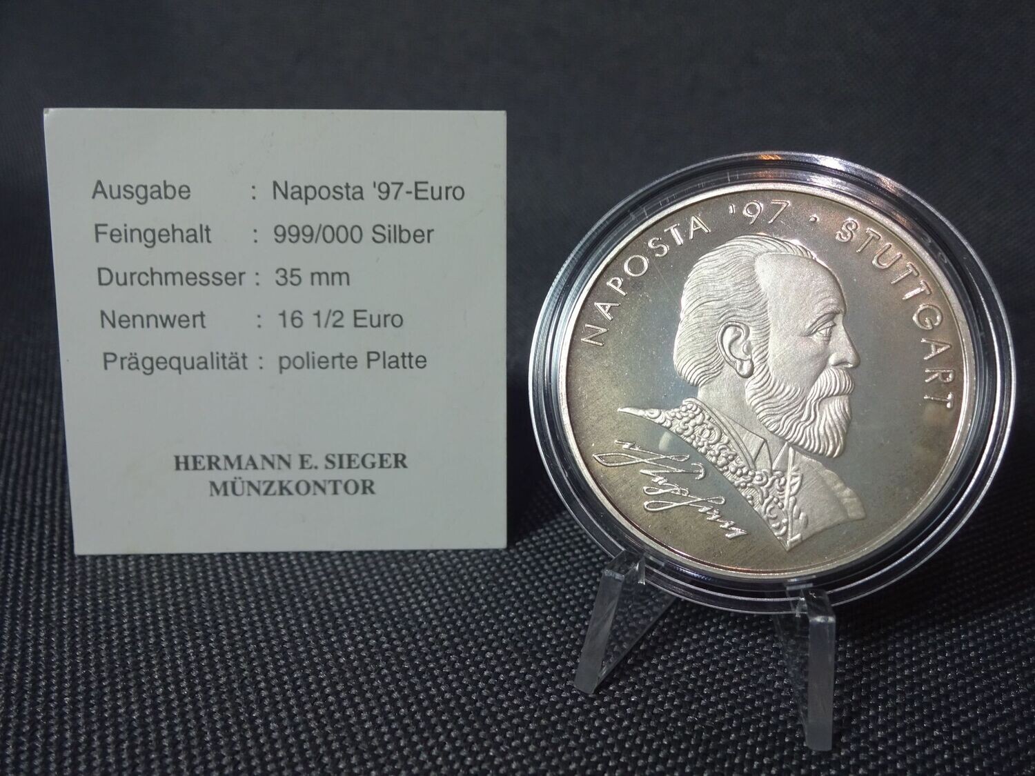 Silbermünze Deutschland 16 1/2 Euro Naposta 1997 Stuttgart PP Proof