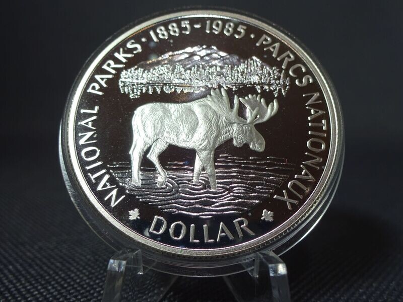Silbermünze Kanada 1985 1 Dollar 100 Jahre National Parks Elch PP Proof Silbermünze Kanada 1985 1 Dollar 100 Jahre National Parks Elch PP Proof