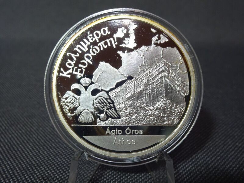 Silbermedaille Hallo Europa Griechenland Agio Oros Mönchsrepublik Athos PP Proof 1 Oz Unze Silbermedaille Hallo Europa Griechenland Agio Oros Mönchsrepublik Athos PP Proof 1 Oz Unze