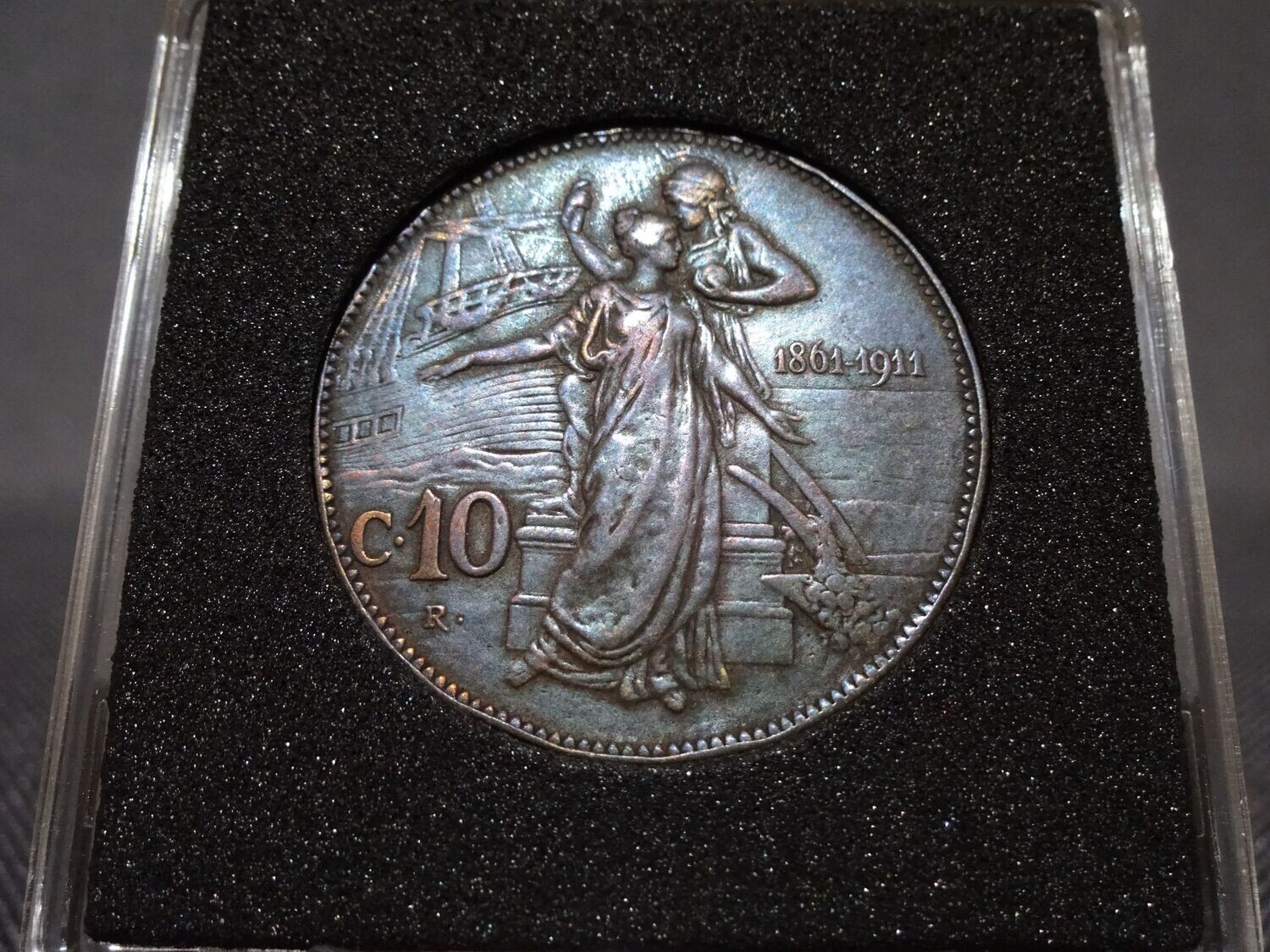 Münze Italien 1911 10 Centesimi 50 Jahre Königreich Vittorio III. Patina Gedenkmünze Münze Italien 1911 10 Centesimi 50 Jahre Königreich Vittorio III. Patina Gedenkmünze