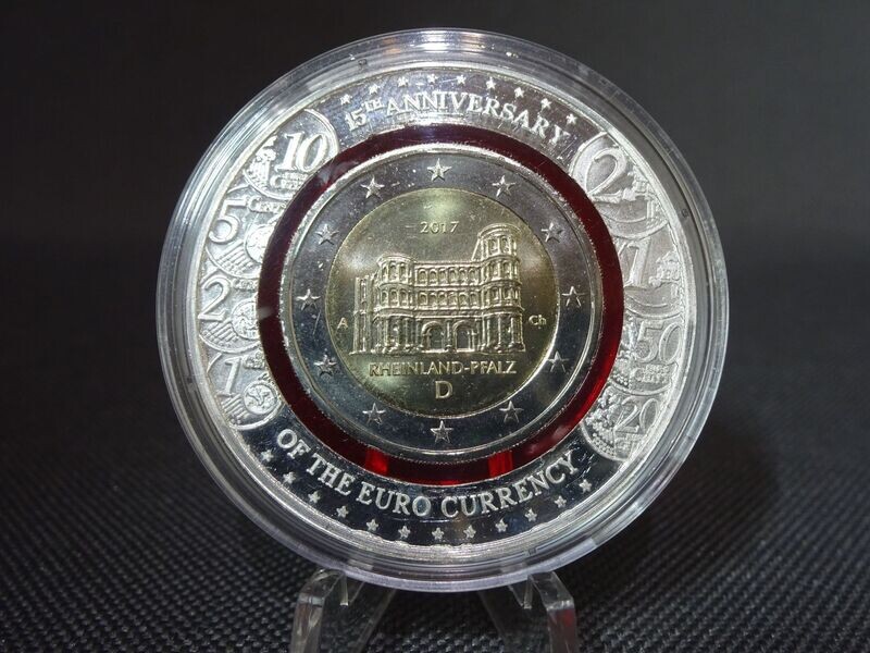 Münze Deutschland 2017 D 2 Euro Rheinland-Pfalz 15 Jahre Euro Gedenkmünze Roter Polymerring