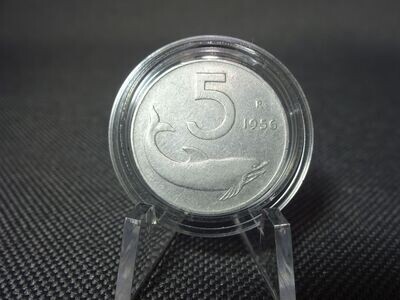 Münze Italien 1956 5 Lire Delfin Rarität SEHR SELTEN (2.)