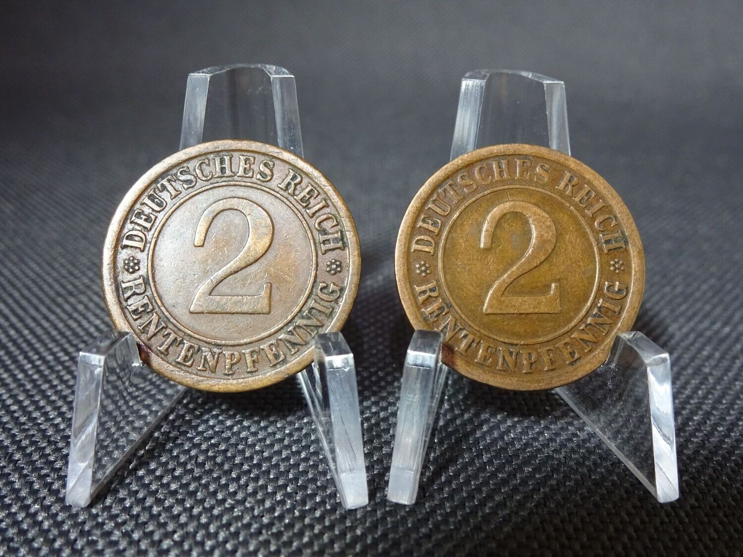 Münzen Set Weimarer Republik 1923 & 1924 A 2x 2 Rentenpfennig Berlin