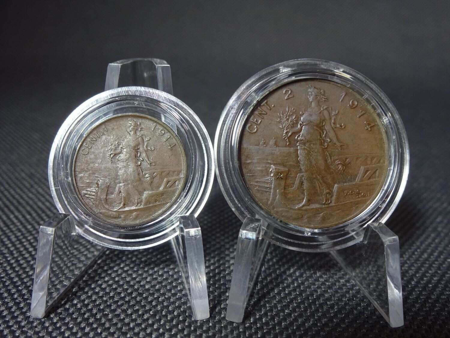 Münzen Set Italien 1914 1 Centesimo 2 Centesimi Vittorio III.