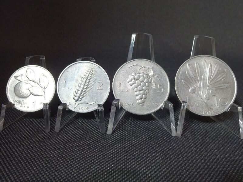 Kursmünzensatz KMS Set Italien 1949 1, 2, 5 & 10 Lire Früchte Pegasus Kursmünzensatz KMS Set Italien 1949 1, 2, 5 & 10 Lire Früchte Pegasus