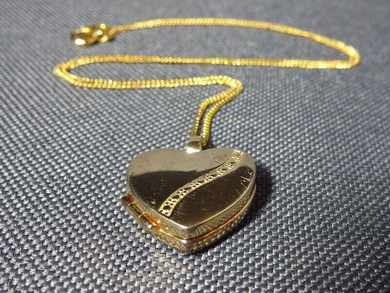 Silberkette Amoonic Anhänger Herz Medaillon Aufklappbar Halskette Vergoldet 925-Silber Defekt