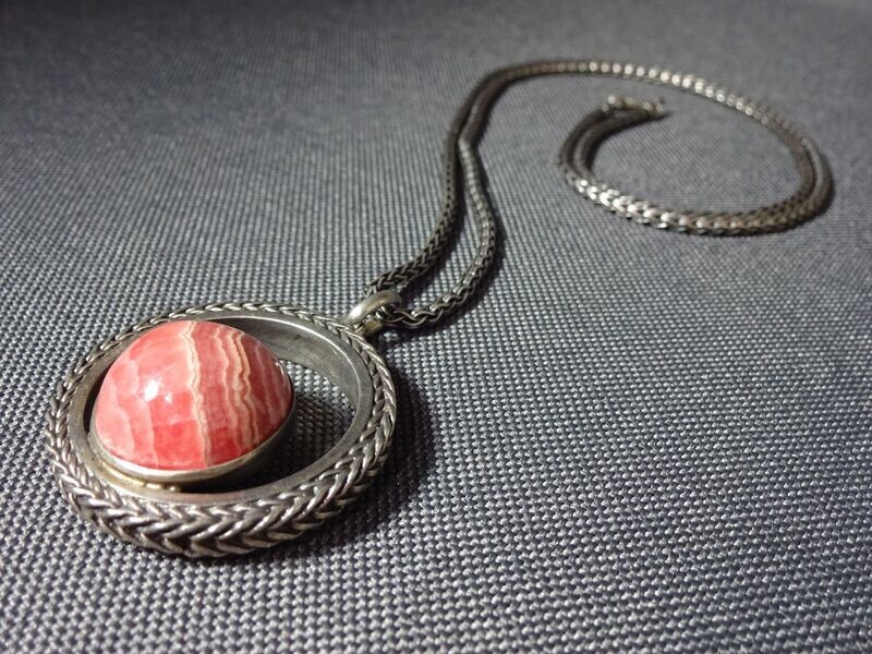 Silberkette Anhänger Rhodochrosit Edelstein Halskette 835-Silber