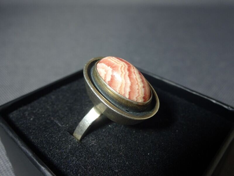 Silberring Rhodochrosit Edelstein Oval Ring 835-Silber