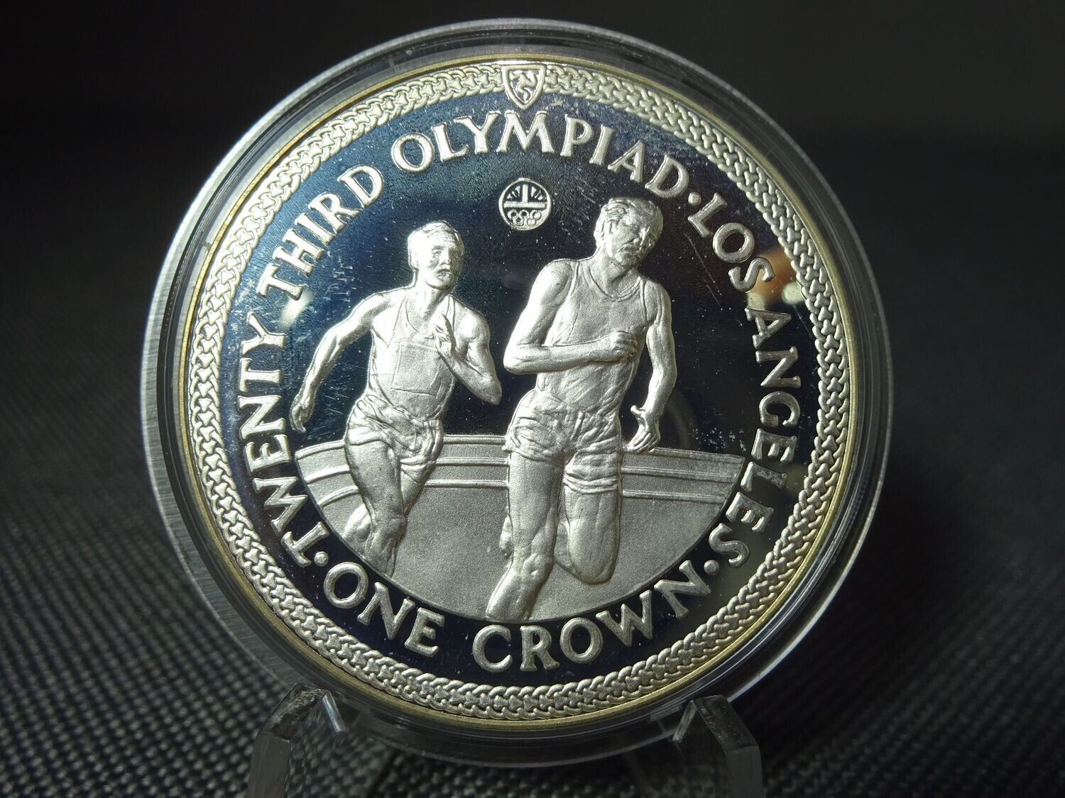 Silbermünze Isle Of Man 1984 1 Crown Krone Olympia Los Angeles Läufer PP Proof