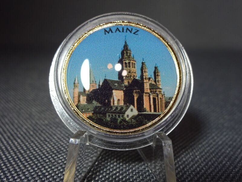 Münze Deutschland 2 Euro Mainz Farbe Emaille Vergoldet