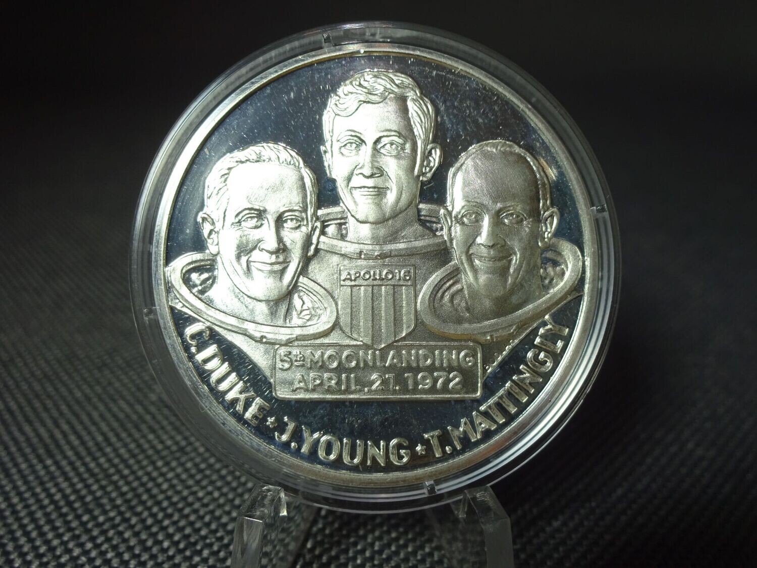 Silbermedaille Apollo 16 XVI. 5. Mondlandung 1972 Raumfahrt Astronaut PP Proof