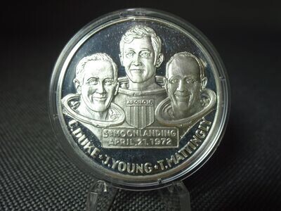 Silbermedaille Apollo 16 XVI. 5. Mondlandung 1972 Raumfahrt Astronaut PP Proof